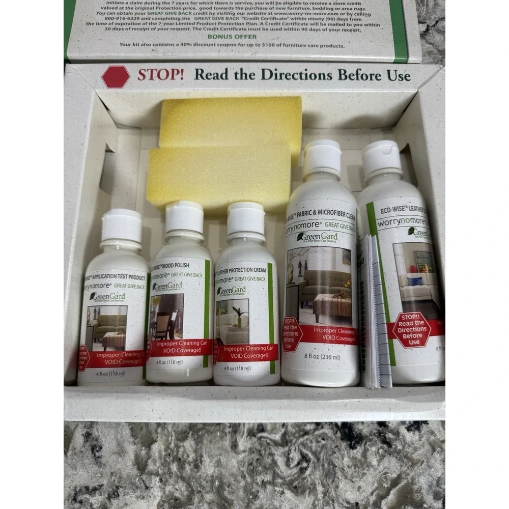 Worry No More Wood Leather Fabric Furniture Protection & Cleaning Kit by UNITERS